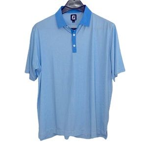 FootJoy men’s‎ XL light blue with white box check short sleeve polo shirt. EUC